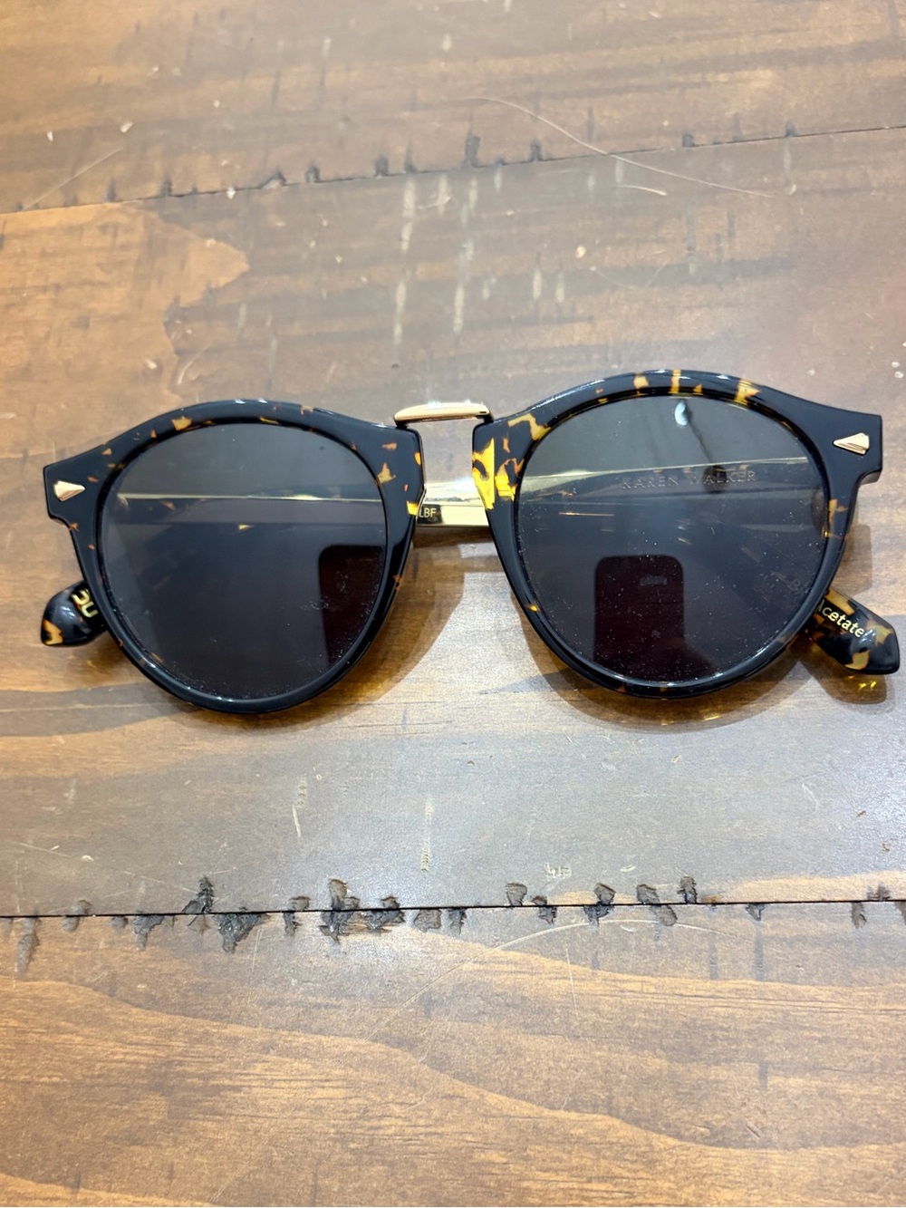 Karen Walker Tortoiseshell Round Sunglasses - Black/Brown